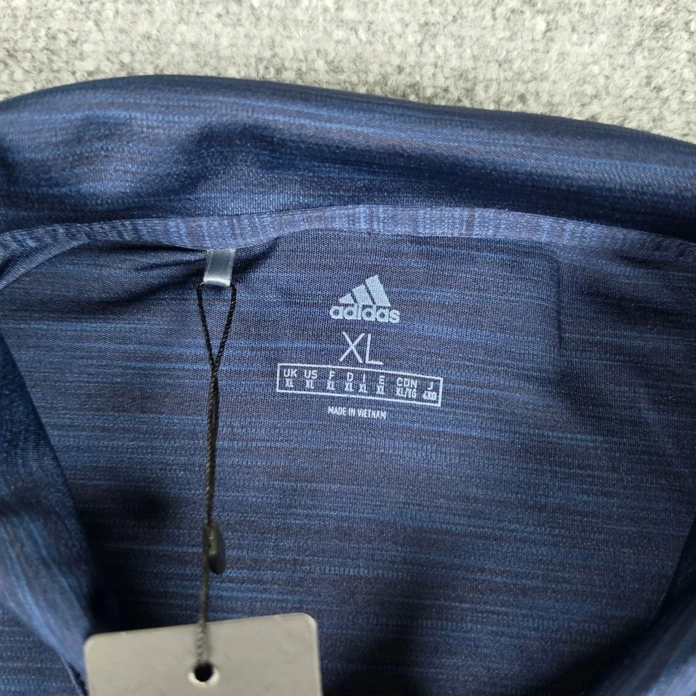 Adidas Polo Shirt Mens XL Navy Striated Golf w/Logo DZ7173 NWT